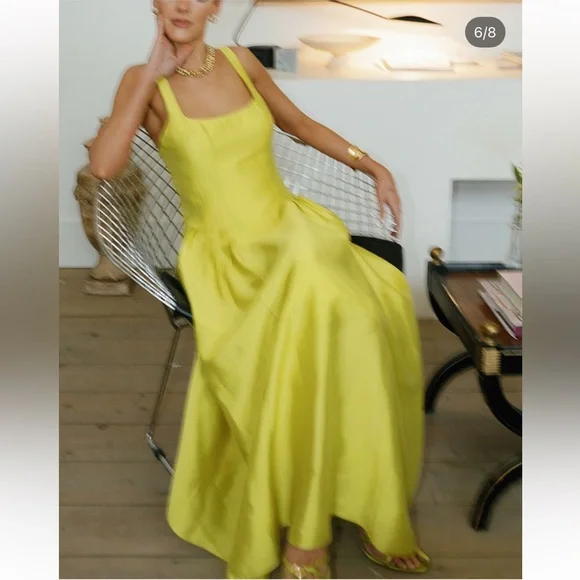 ANTONIO MELANI x MG Style A-Line Square Neck Sleeveless Dress